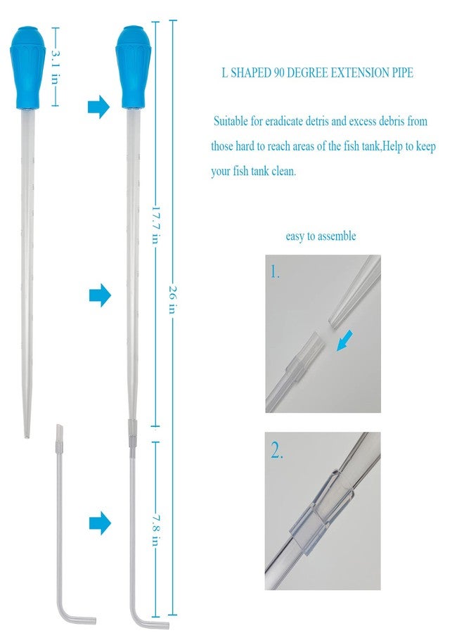 AREPK Aquarium Coral Feeder Fish Feeder Waste Clean Tool Manual Cleaner Water Changer Fish Tank Cleaning Tool Siphon Dropper Waste Remover Aquatic Bottom Pipette (25IN) - Image 4